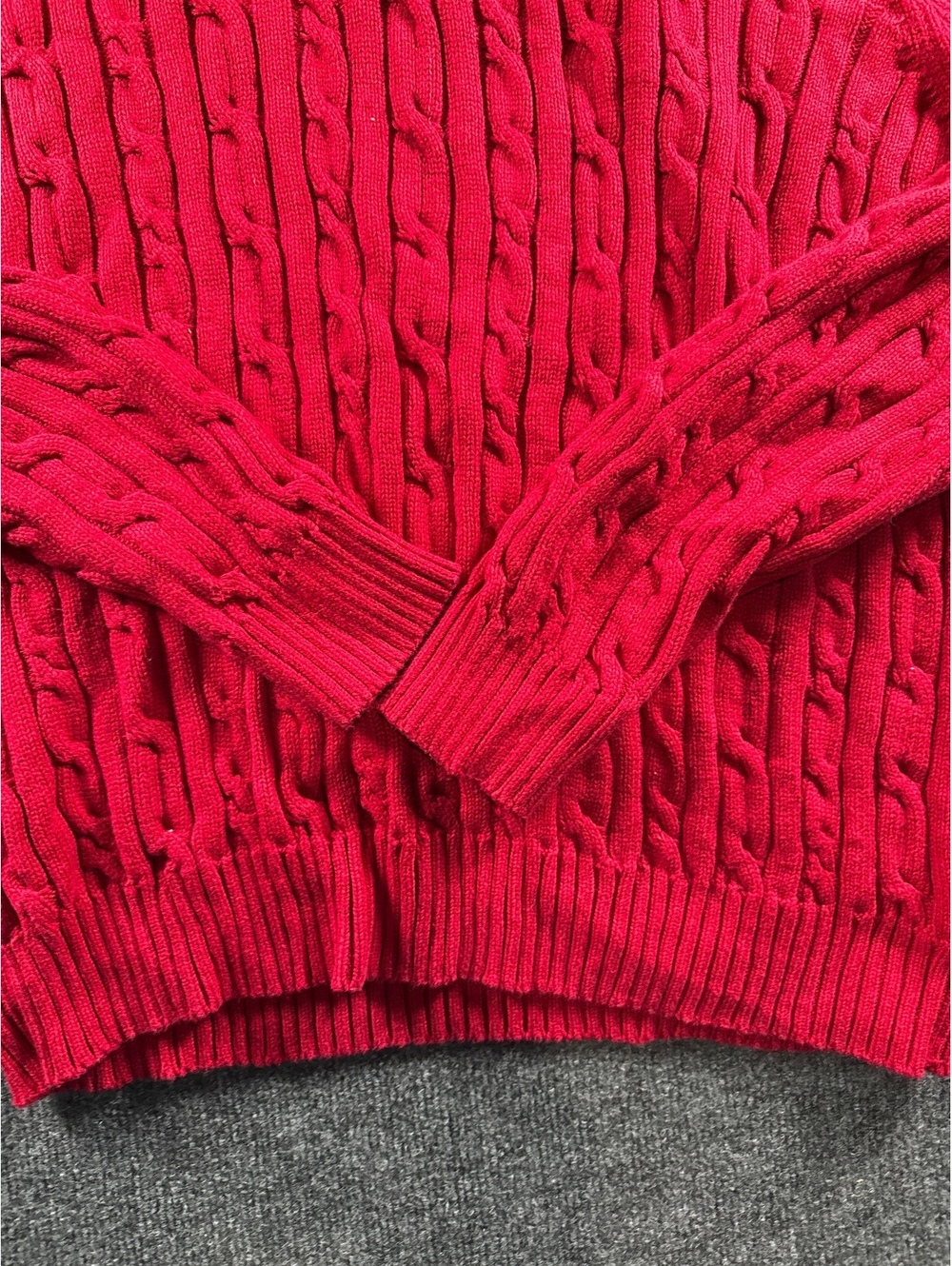 Izod Cable Knit Sweater Red XXL Cotton Pullover Crewneck
